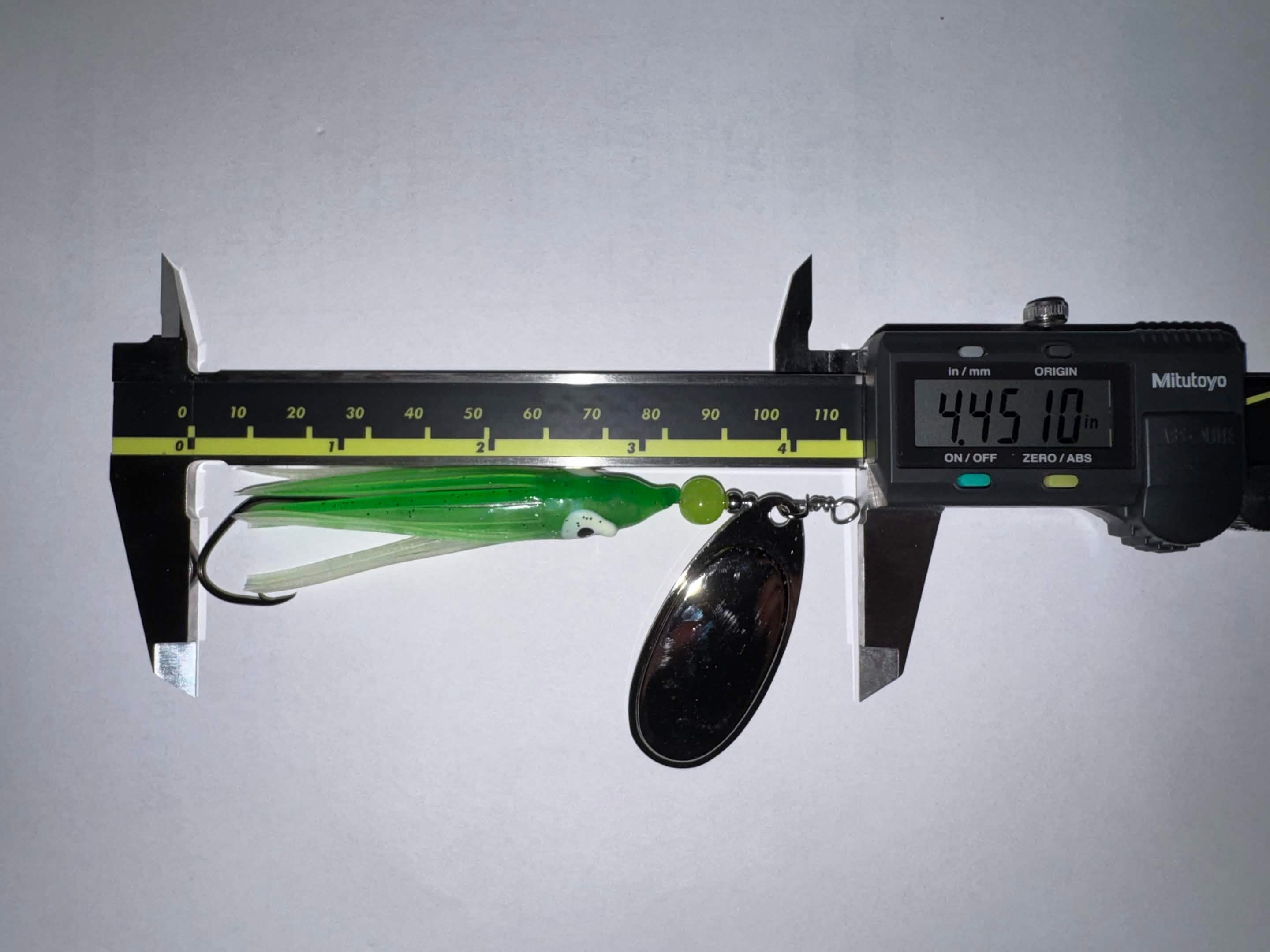 SRT Inline Salmon Spinner length measurement for salmon river fishing