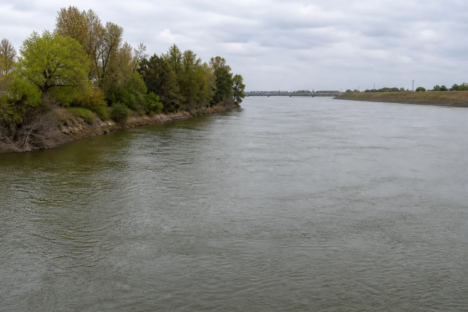 Lower Sacramento River channel and levees