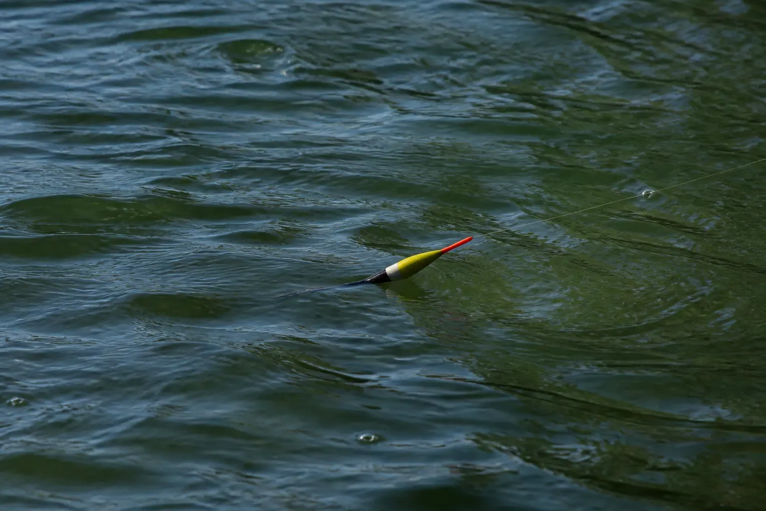 Slip float bobber drifting on a Pacific Northwest river