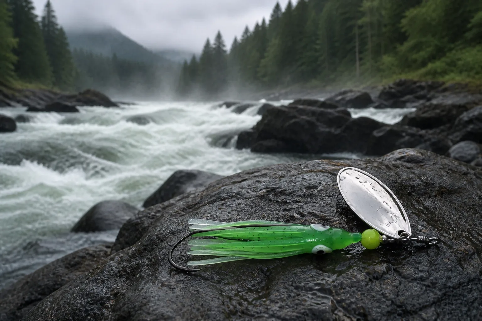 River current and water conditions that influence salmon movement